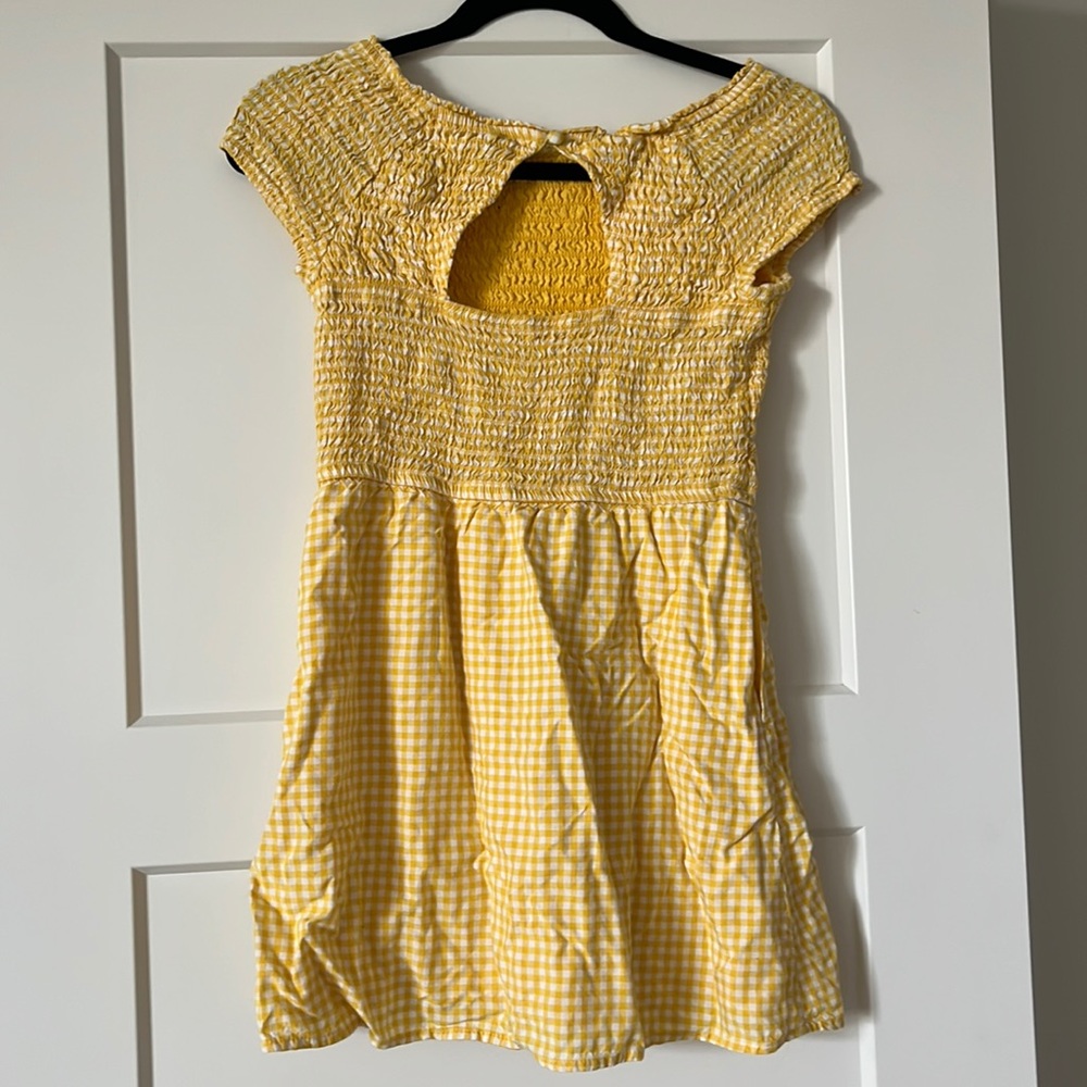 Abercrombie kids yellow and white checkered dress sz 11/12